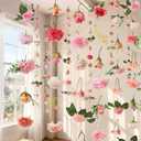 Suncalla 12 Pcs 70.8 ft Flower Garland Hanging Artificial Wildflower Vine Backdrop Decor from Ceiling Floating Silk Fake Floral Garland for Wedding Bridal Shower Garden Arch(Bright,Pink)