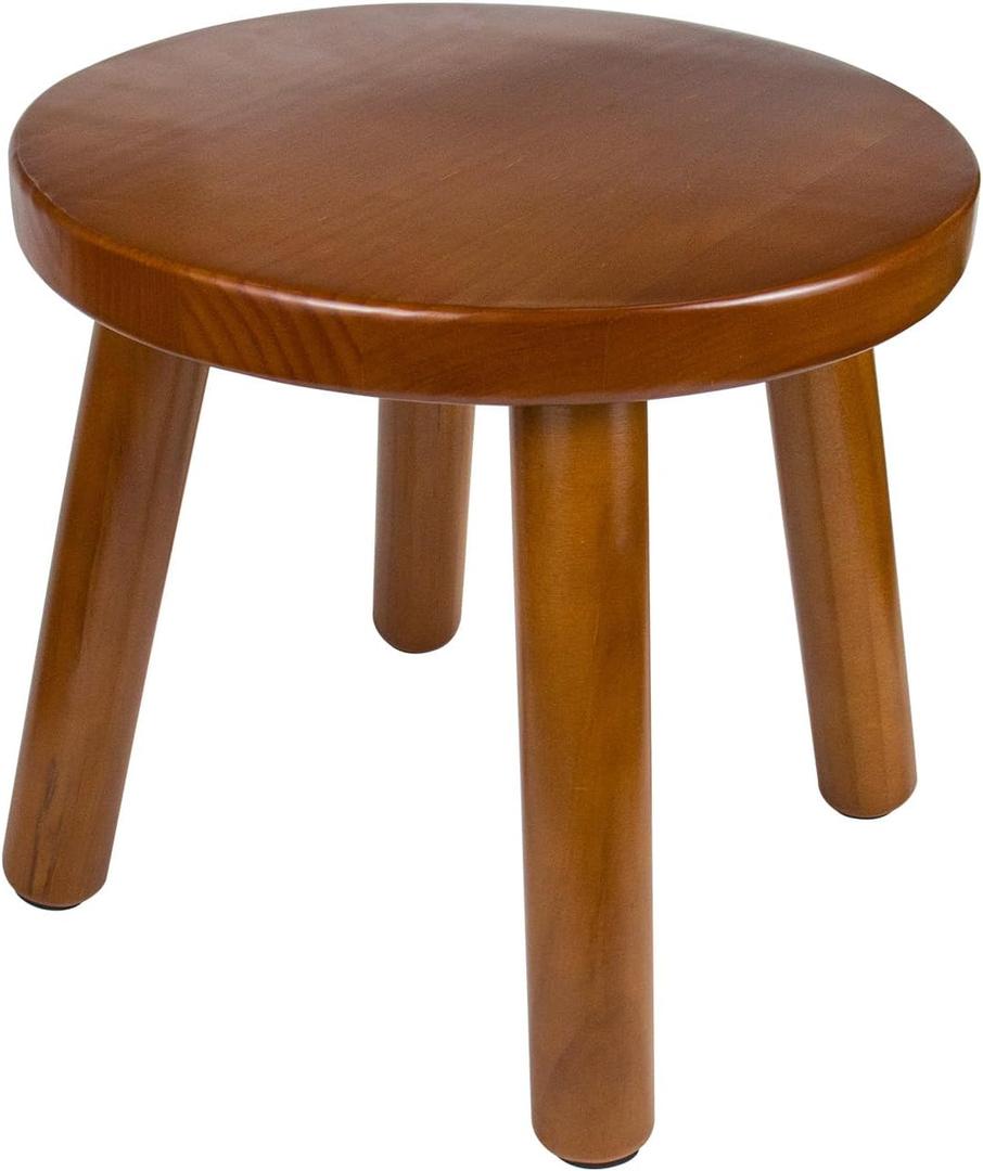 Solid Wood Step Stool for Kids & Adults - Multi-Use Toddler Wooden Stool for Bathroom, Playroom, Living Room,Sturdy 4-Leg Design with Non-Slip Pads,Easy Clean Surface,Easy Assembly(Brown)