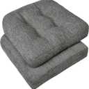 downluxe Chair Cushions for Dining Chairs 2 Pack, Tufted Indoor Chair Pads with Non-Slip Bottom, U-Shaped Kitchen Chair Cushions, 18"x18"x4", Dark Grey