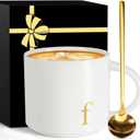 MNZZ Monogrammed Ceramic Large Coffee Mug Tea Cup Women Gift Flight Attendant Pet Sitter Secretary Hairdress Caregiver Musicians Dancer Cheerleaders Hairstylist Nanny Hair Stylist Nail Technician,F