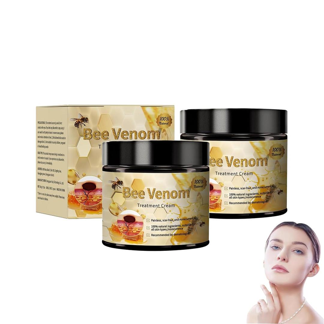 2 Bottles Bee Venom Cream，Natural Bee Venom Repair Cream，Nourishing Care Moisturizer，Natural Bee Venom Repairs Damaged Skin and Promotes Healing，Gentle and Safe Formula for All Skin Types，2.11Oz Each