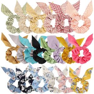 20 Pack Satin Scrunchies - Thick Hair Ponytail Holders with Bunny Ear Design, Women's Hair Accessories (multi-colored3)