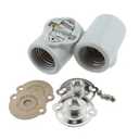 2PCS Double Bulb Socket Porcelain Medium E26 Screw Double Luminaire Socket Suitable for Incandescent Halogen CFL and LED Bulb