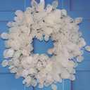 24" Yellow & Cream Fake (Not Real-Looking) Winter Fall Wreaths for Front Door – Boho Year Round Farmhouse Porch Door Decor – Beige Eucalyptus Lunaria Annua Welcome Door Wreath