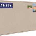 Large Bulletin Board, 48 X 36 inches Felt Board Notice Pin Board, 4' x 3'Cork Board Alternative for Wall, Self-Adhesive Vision Board Mood Board Foldable Photo Board with 30 Pushpin (Beige Brown)