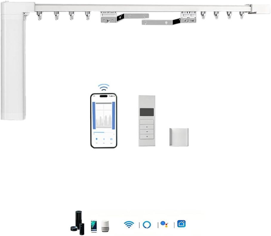 WiFi Electric Remote Control Drapery System,Compatible with Alexa,Google Home,Adjustable track length (125")，Includes 24 small pulleys