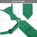 Boys Tie Pocket Square Set Pre-tied Adjustable Kids Solid Color Necktie for Age 8-12 Years with Gift Box (Emerald Green)