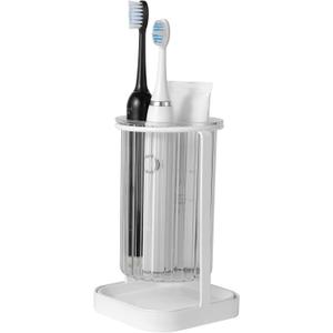 Toothbrush Holders with Drain Tray, Hanging Toothbrush and Toothpaste Holder Organizer Bathroom Caddy Countertop for Toothpaste, Razors, Electric Toothbrush - Clear (1 Slots)