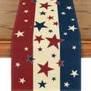 Artoid Mode Stars Stripes Patriotic Memorial Day 4th of July Table Runner, Independence Day Kitchen Dining Table Decoration for Home Party Decor 13x72 Inch