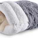 Cat Cave 4 in 1 Cat Sleeping Bag Cute Self Warming Cat Bed Cave with Plush Portable Snuggle Sack/Hideway for Indoor Cats & Small Pets Grey 21x17 Inch