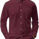 J.VER Men's Oxford Shirt Solid Casual Button Down Collar Shirts Long Sleeve Dress Shirts with Pocket Large