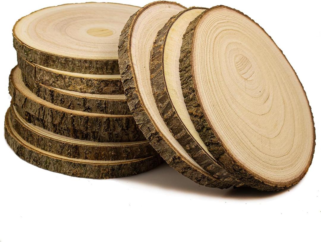 8 x Large Unfinished Wood Slices for Centerpieces 10pcs 6-7 inches Natural Wood centerpieces for Tables Table Decor, Rustic Wedding Centerpieces Wood Rounds for Crafts, and wood Circles Discs