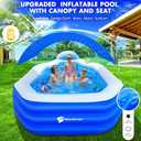 StarOcean Inflatable Pool with Canopy, Large Inflatable Swimming Pool for Kids,Adult, Blowup Pools with Seats,Backrest.Durable Thickened Inflatable Family Pools for Backyard,Dark Blue-118"x75"x22"