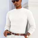 Runcati Mens Mock Turtleneck Sweater Slim Fit Casual Ribbed Knitted Pullover Fall Winter Basic Warm Sweaters (Beige)