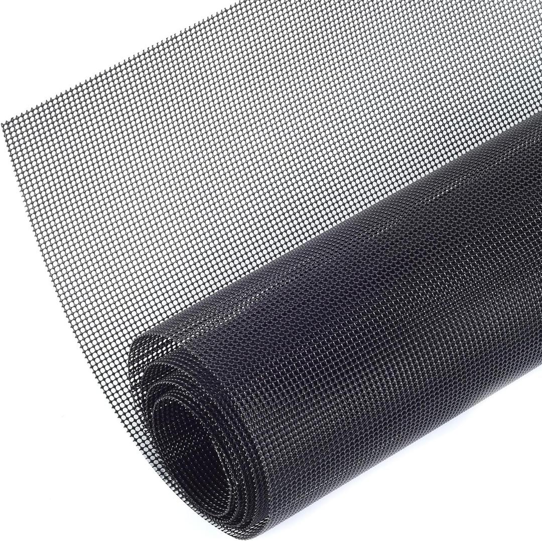 AggAuto Universal 40"x13" Car Grill Mesh - 100x33cm PVC Coated Stainless Steel Automotive Grille Insert Screen Bumper Vent, One of the Most Multifunctional Shape Grids Black (1mm Round Hole - Black PVC Coated 304SS)