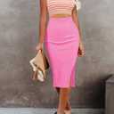 Pink Queen Women's Dresses Crew Neck Sleeveless Cutout Side Slit Bodycon Midi Party Dress (Pink, XL)