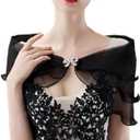 Bridesmaid Wedding Cape Sheer Shawls and Wraps for Evening Dresses Women Fashion Scarves Cover Up for Summer (Black)