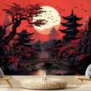 Mountain Forest Tapestry for Bedroom, Black and White Nature Moon Landscape Wall Hanging, Tree Sunset Dark Large Tapestries Aesthetic Art Decor for Living Room College Dorm Home (51x60 Inches)
