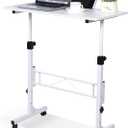 KLSMYHOKI Standing Desk Adjustable Height, Mobile Stand Up Desk with Wheels Small Computer Desk Rolling Desk, Portable Laptop Desk White Standing Table Home Office Desks 16"x31.5" Height 27"-43.5"