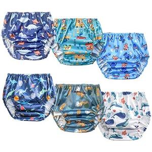BISENKID 6 Packs Waterproof Plastic Underwear for Toddlers Potty Training Good Elastic Plastic Diaper Covers for Potty Training Pants and Cloth Diaper Boys 5t