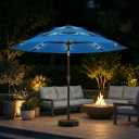 10ft 3-Tier Patio Umbrella with 32 Solar Powered LED Lights, Windproof Outdoor Market Umbrella for Deck, Poolside & Garden, Sturdy Push-Button Tilt Table Umbrella, Royal Blue