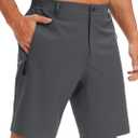Mens Casual Shorts 9" Lightweight Golf Shorts with 3 Zipper Pockets Quick Dry Stretch Comfy Work Shorts Hiking (Black, M)