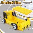 Yellow Excavator Inflatable Kids Bed, Toddler Travel Bed with Safety Bumper and Air Mattress Portable Air Mattress with Pump for Kids Vacation Hotel Home Sleepover Birthday Gift