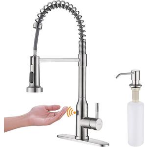 KEER Touchless Kitchen Faucet with Pull Down Sprayer, Brushed Nickel, Smart kitchen faucet retractable 15.7” hose that provides great maneuverability to make your everyday chores easier.