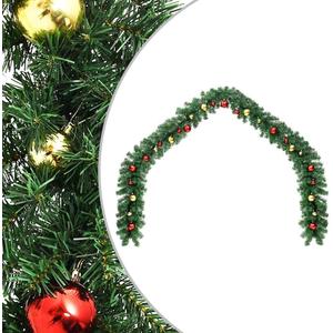 Festive Christmas Garland for Holiday Cheer, Durable, 16 ft with Beautiful Gold and Red Baubles, for Indoor or Outdoor Dcor