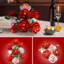 Roses Flowers Bouquet Building Kit: 880 Pcs Artificial Flower Toy with Vase Christmas Valentine Mother's Day Anniversary Birthday Gift Ideal for Women Her Adult Teen