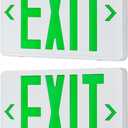 Green Exit Sign, LED Emergency Exit Sign with Battery Backup, Commercial Emergency Exit Light Combo for Business, 2 Adjustable Heads,120V/277V AC, UL-Listed, 2 Pack
