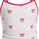 SweatyRocks Girl's Cherry Spaghetti Strap Camisole Cami Sleeveless Scoop Neck Cute Tank Top (White, Size 10 Years)