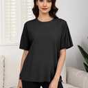 Women's Post Shoulder Surgery Tear Away Shirt Short Sleeve Side Snap Chemo Port Postpartum Shirts Adaptive Clothing (Black, S)