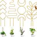 Larger 23inch Plant Trellis for Climbing Plants Indoor, Trellis for Potted Plants with Ties, Metal Climbing Plant Support for Houseplant Flower Pothos Trellis, 4 Different Panels, Pale Gold