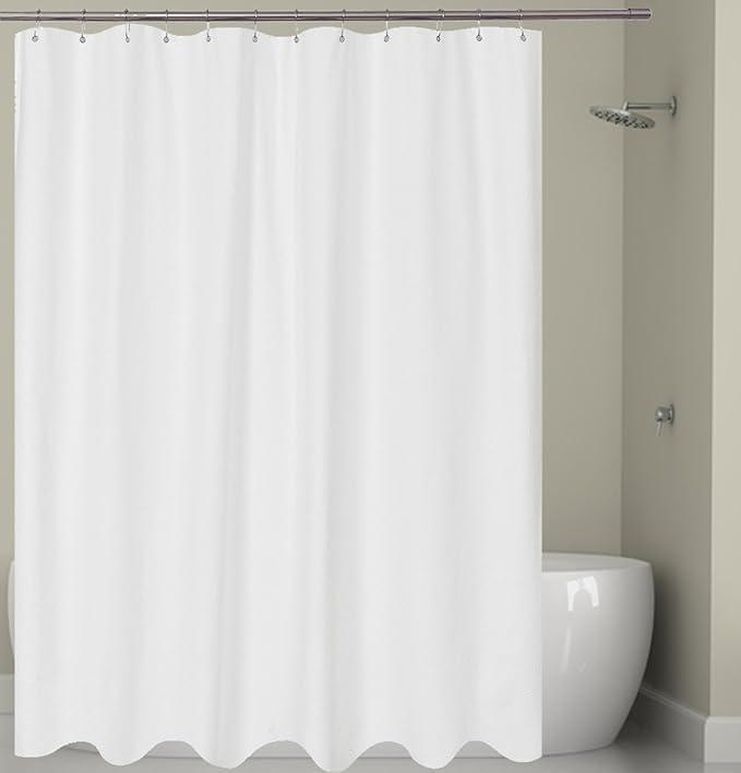 Barossa Design Soft Light-Weight Microfiber Fabric Shower Liner or Curtain, Hotel Quality, Machine Washable, Water Repellent, White, 70 x 72 inches