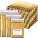 100 Pack Valentine's Day Gift Wrapping Bubble Mailers 3 Sizes Metallic Bubble Envelopes Waterproof Self Sealing Bags for Spring Back to School Packing Small Business(Gold,Metallic)