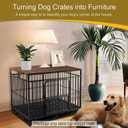 10 x Dog Crate Topper with Magnets for 48 Inch Crate - Aluminum Foldable Dog Kennel Topper Decorative Storage Pet Crate Table Rustic Brown (Only Topper)