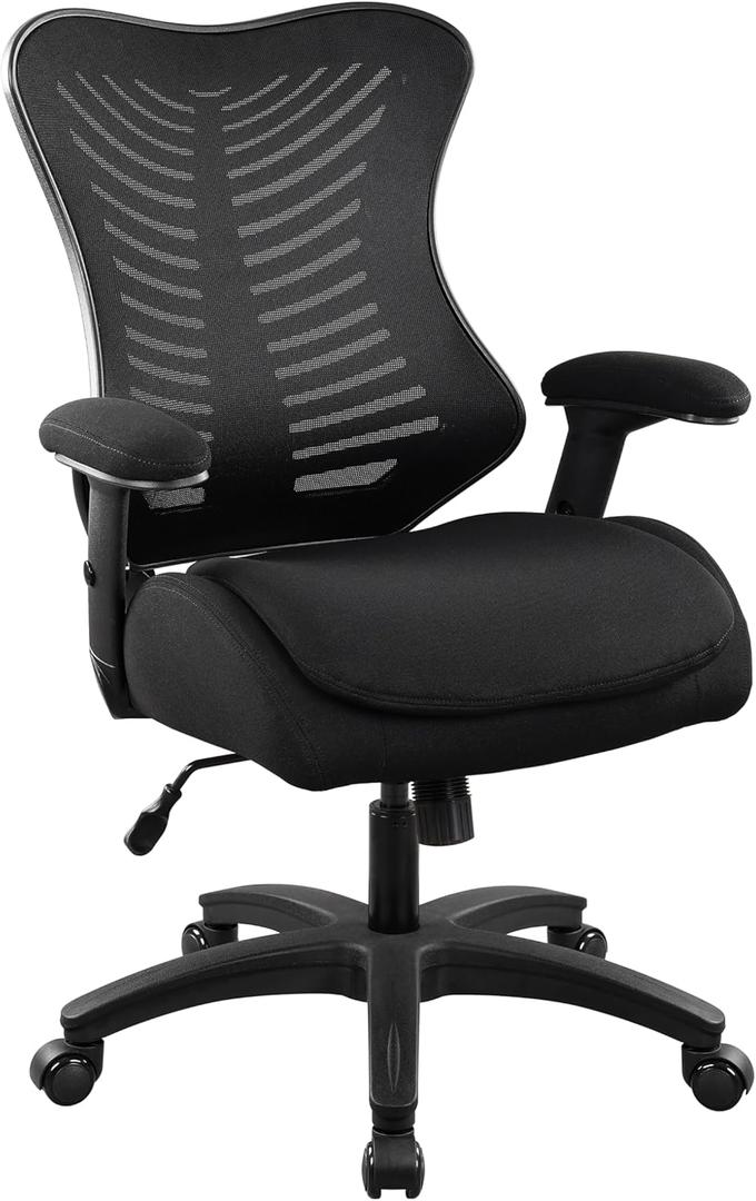 Office Mesh Computer Desk Chair, with Lumbar Support Pillow, Double Seat Cushion,Height Adjustable Armrest -Black (LBS-601)