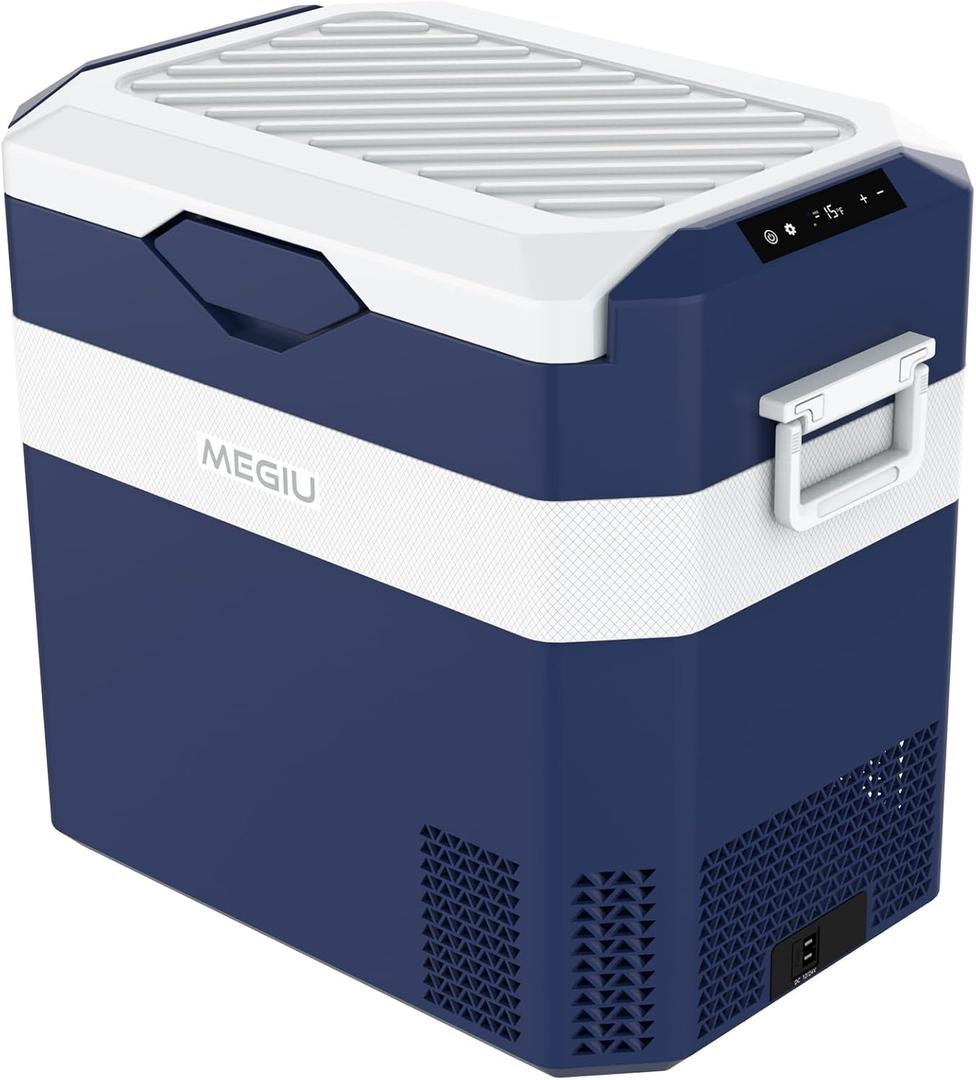 12 Volt Refrigerator Car Fridge Portable 12V 40 Quart Freezer Compressor Cooler 12V/24V DC 110240 V AC for Truck Van RV Camper SUV and Home Use (Blue (White))