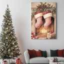 GSPQAZ Christmas Stockings Wall Art - Cozy Holiday Canvas Print for Vintage Christmas Decor 12x18inch-Unframed (7)