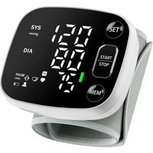 Oklar Blood Pressure Monitors for Home Use Rechargeable Wrist Digital BP Machine Cuff with LED Backlit Display, Voice Broadcast, 240 Memory Storage for 2 Users with Carrying Case