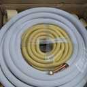 TAUROX 50FT Mini Split Line Set 1/4" & 3/8" O.D Copper Pipes Tubing and 3/8" White Thickened PE Insulation Coil, for Mini Split Air Conditioning or Heating Pump Equipment and HVAC with Flared Nuts.