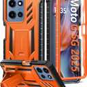 FNTCASE for Motorola Moto G-5G-2025 Case: Military Grade Drop Proof Protection Mobile Cover with Kickstand | Matte Textured Rugged Shockproof TPU | Protective Sturdy Phone Case - Orange