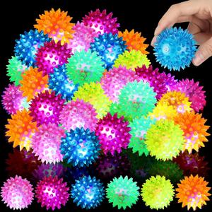 Lenwen 18 Pack Light up Balls LED Bouncy Balls Stress Relief Rubber Ball Flashing Squeaky Rubber Glow in Dark Toy Holiday Classroom Prizes Party Favors for Teens, Adults, Children