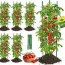 Tomato Cages,6 Pack MQJIAZHI 51.2inch Adjustable - Rust-Proof Tool-Free Trellis for Raised Garden Bed & Climbing Plants