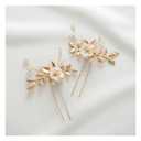 SWEETV 2Pcs Bridal Hair Accessories,Gold Wedding Hair Pins Pieces With White Flowers for Brides
