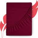 Ashton Sheets Luxury Egyptian Cotton Twin Fitted Sheet Only - 1000 Thread Count Twin Deep Pocket Fitted Sheet, Extra Long Staple Sateen Weave Twin Bottom Sheet - Fits upto 18" Deep Mattress - Burgundy