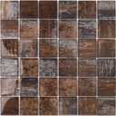 Parrotile Glass Backsplash Tile for Kitchen Bathroom Wall Antique Bronze Brown 2x2 Glass Mosaic Tiles (Box of 5 Sheets)