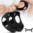 Upgraded Chin Strap for Sleeping 2 PackAnti Snoring Devices to Stop Snoring for CPAP UsersMouth Tape for Sleeping Adjustable & Breathable for Men,Women. (Black+black)