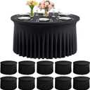 10 Pack Black Round Spandex Tablecloths for 60 inch Table, 120 Inch Spandex Fitted Tablecloths, Wrinkle Free Washable Polyester Tablecloth for Wedding, Party, Birthday, Home Decoration